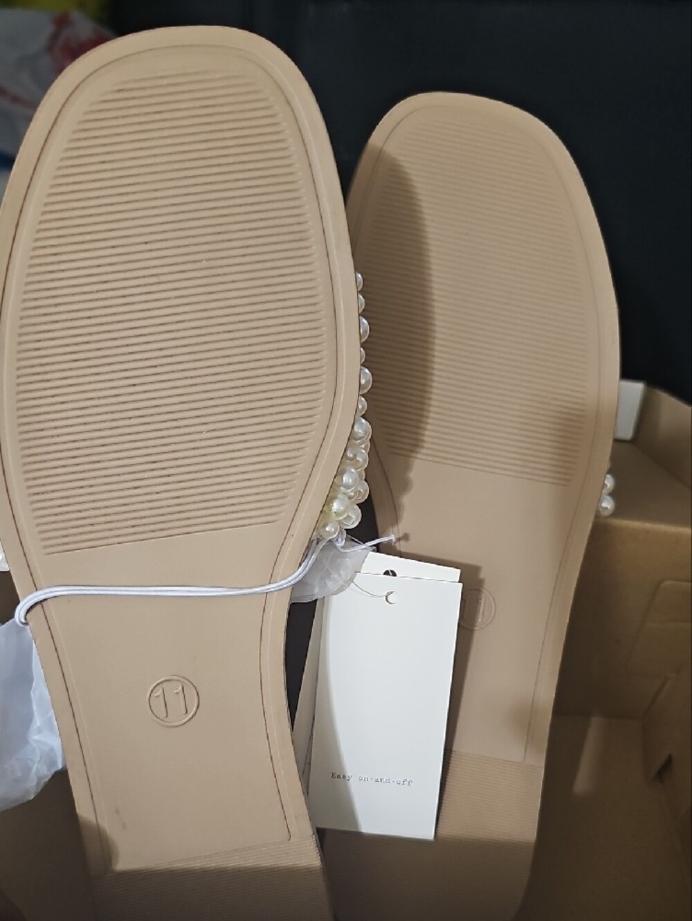 Women's Pearl Embellished White Slide Sandals - Picture 6 of 8